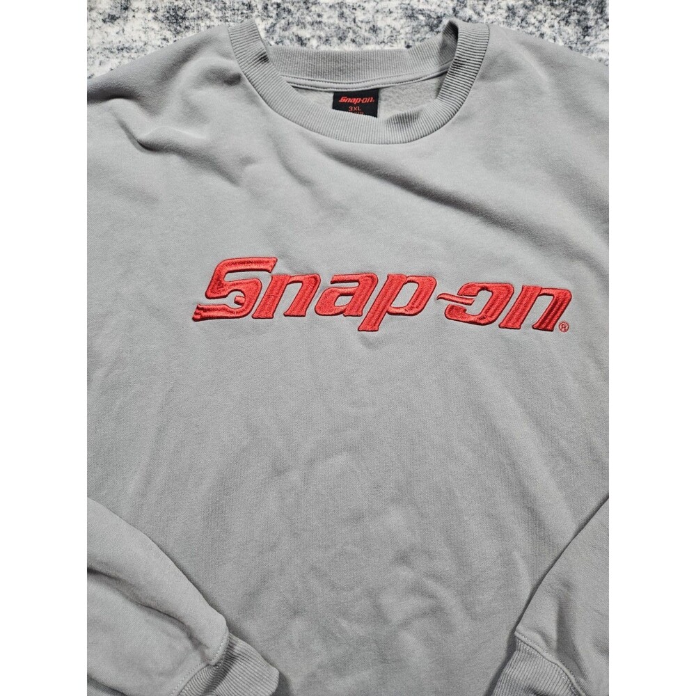 Snap-on Sweatshirt Mens 3XL XXXL Gray Spell Out Logo Crew Neck Sweater Workwear